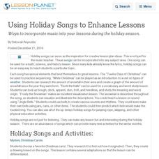 Using Holiday Songs to Enhance Lessons Lesson Planet Article Using Holiday Songs to Enhance Lessons Lesson Planet Article