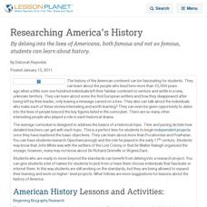 Researching America's History Lesson Planet Article Researching America's History Lesson Planet Article