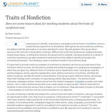 Traits of Nonfiction Lesson Planet Article Traits of Nonfiction Lesson Planet Article