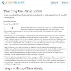 Teaching the Perfectionist Lesson Planet Article Teaching the Perfectionist Lesson Planet Article