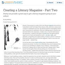 Creating a Literary Magazine - Part Two Lesson Planet Article Creating a Literary Magazine - Part Two Lesson Planet Article