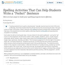 Spelling Activities That Can Help Students Write a "Perfect" Sentence Lesson Planet Article Spelling Activities That Can Help Students Write a "Perfect" Sentence Lesson Planet Article