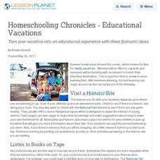 Homeschooling Chronicles - Educational Vacations Lesson Planet Article Homeschooling Chronicles - Educational Vacations Lesson Planet Article