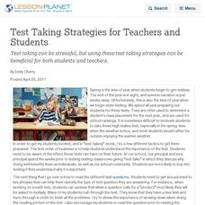 Test Taking Strategies for Teachers and Students Lesson Planet Article Test Taking Strategies for Teachers and Students Lesson Planet Article