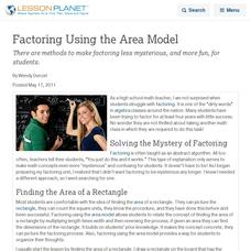 Factoring Using the Area Model Lesson Planet Article Factoring Using the Area Model Lesson Planet Article