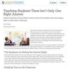Teaching Students There Isn't Only One Right Answer Lesson Planet Article Teaching Students There Isn't Only One Right Answer Lesson Planet Article