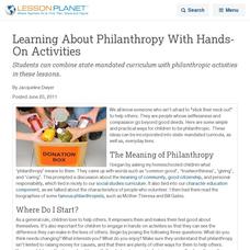 Learning About Philanthropy With Hands-On Activities Lesson Planet Article Learning About Philanthropy With Hands-On Activities Lesson Planet Article