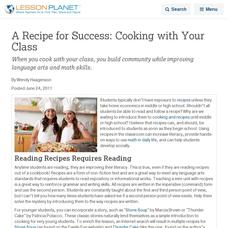 A Recipe for Success: Cooking with Your Class Lesson Planet Article A Recipe for Success: Cooking with Your Class Lesson Planet Article