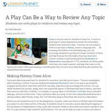A Play Can Be a Way to Review Any Topic Lesson Planet Article A Play Can Be a Way to Review Any Topic Lesson Planet Article