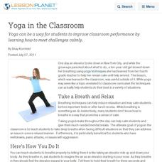 Yoga in the Classroom Lesson Planet Article Yoga in the Classroom Lesson Planet Article