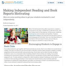 Making Independent Reading and Book Reports Motivating Lesson Planet Article Making Independent Reading and Book Reports Motivating Lesson Planet Article
