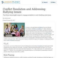 Conflict Resolution and Addressing Bullying Issues Lesson Planet Article Conflict Resolution and Addressing Bullying Issues Lesson Planet Article