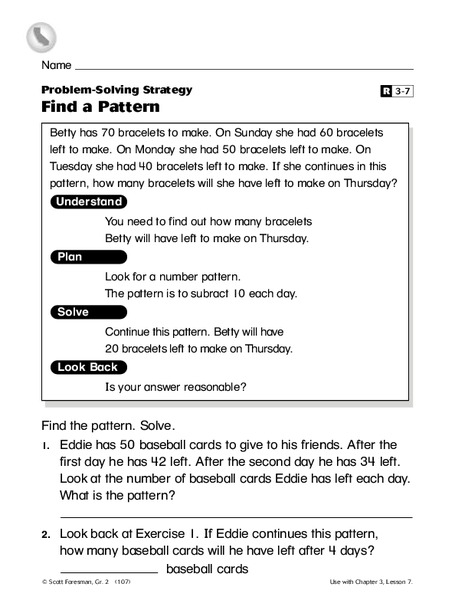 Find a Pattern Worksheet Find a Pattern Worksheet