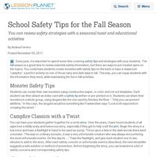 School Safety Tips for the Fall Season Lesson Planet Article School Safety Tips for the Fall Season Lesson Planet Article