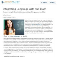 Integrating Language Arts and Math Lesson Planet Article Integrating Language Arts and Math Lesson Planet Article