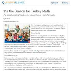 Tis the Season for Turkey Math Lesson Planet Article Tis the Season for Turkey Math Lesson Planet Article