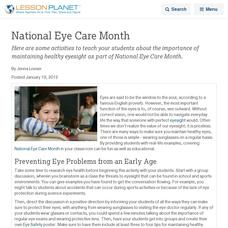 National Eye Care Month Lesson Planet Article National Eye Care Month Lesson Planet Article