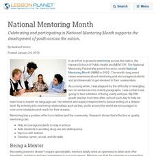 National Mentoring Month Lesson Planet Article National Mentoring Month Lesson Planet Article