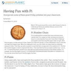 Having Fun with Pi Lesson Planet Article Having Fun with Pi Lesson Planet Article