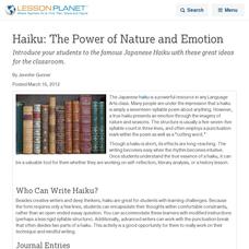 Haiku: The Power of Nature and Emotion Lesson Planet Article Haiku: The Power of Nature and Emotion Lesson Planet Article
