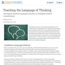 Teaching the Language of Thinking Lesson Planet Article Teaching the Language of Thinking Lesson Planet Article