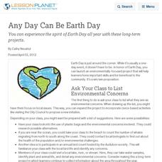 Any Day Can Be Earth Day Lesson Planet Article Any Day Can Be Earth Day Lesson Planet Article