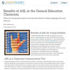 Benefits of ASL in the General Education Classroom Lesson Planet Article Benefits of ASL in the General Education Classroom Lesson Planet Article