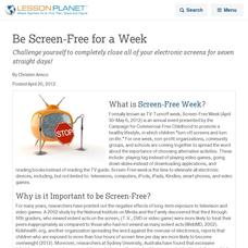 Be Screen Free for a Week Lesson Planet Article Be Screen Free for a Week Lesson Planet Article