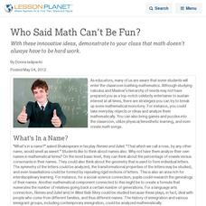 Who Said Math Can't Be Fun? Lesson Planet Article Who Said Math Can't Be Fun? Lesson Planet Article