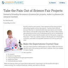 Take the Pain Out of Science Fair Projects Lesson Planet Article Take the Pain Out of Science Fair Projects Lesson Planet Article