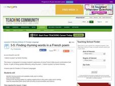 Finding Rhyming Words in a French Poem Lesson Plan Finding Rhyming Words in a French Poem Lesson Plan