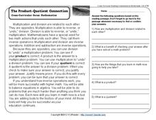 The Product-Quotient Connection Worksheet The Product-Quotient Connection Worksheet