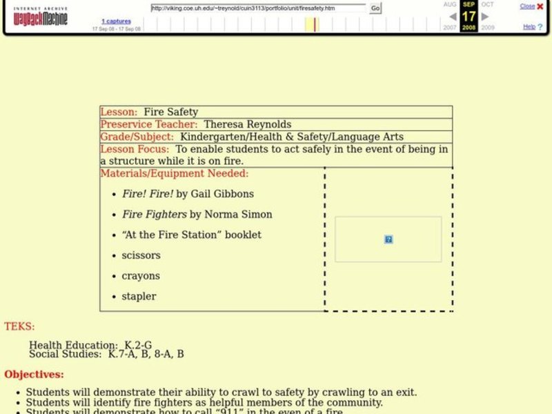 Fire Safety Lesson Plan Fire Safety Lesson Plan