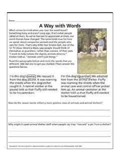 A Way with Words Lesson Plan A Way with Words Lesson Plan