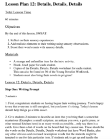 Details, Details, Details Lesson Plan Details, Details, Details Lesson Plan