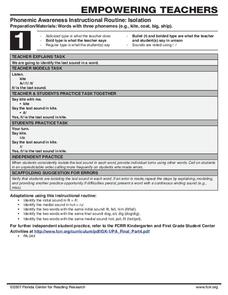 Phonemic Awareness Instructional Routine: Isolation Lesson Plan Phonemic Awareness Instructional Routine: Isolation Lesson Plan