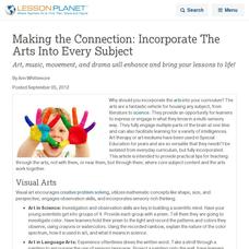 Making the Connection: Incorporate The Arts Into Every Subject Lesson Planet Article Making the Connection: Incorporate The Arts Into Every Subject Lesson Planet Article
