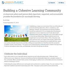 Building a Cohesive Learning Community Lesson Planet Article Building a Cohesive Learning Community Lesson Planet Article