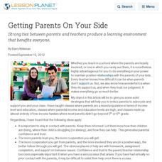 Getting Parents On Your Side Lesson Planet Article Getting Parents On Your Side Lesson Planet Article