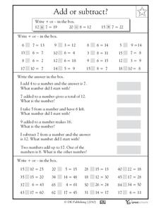 Add or Subtract (up to 50) Worksheet Add or Subtract (up to 50) Worksheet