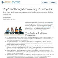 Top Ten Thought-Provoking Teen Books Lesson Planet Article Top Ten Thought-Provoking Teen Books Lesson Planet Article