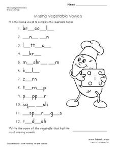 Missing Vegetable Vowels Lesson Plan Missing Vegetable Vowels Lesson Plan