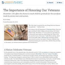 The Importance of Honoring Our Veterans Lesson Planet Article The Importance of Honoring Our Veterans Lesson Planet Article