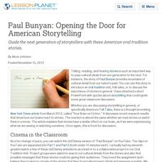 Paul Bunyan: Opening the Door for American Storytelling Lesson Planet Article Paul Bunyan: Opening the Door for American Storytelling Lesson Planet Article