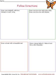 Follow Directions Worksheet Follow Directions Worksheet