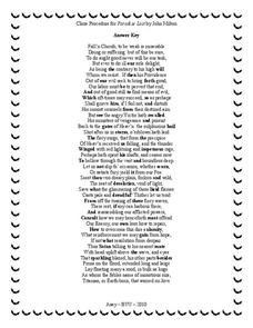 Paradise Lost: Cloze Procedure Lesson Plan Paradise Lost: Cloze Procedure Lesson Plan