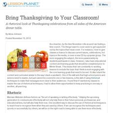 Thanksgiving in America Lesson Planet Article Thanksgiving in America Lesson Planet Article