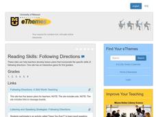 Following Directions Lesson Plan Following Directions Lesson Plan