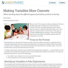 Making Variables More Concrete Lesson Planet Article Making Variables More Concrete Lesson Planet Article