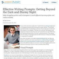Effective Writing Prompts: Getting Beyond the Dark and Stormy Night Lesson Planet Article Effective Writing Prompts: Getting Beyond the Dark and Stormy Night Lesson Planet Article
